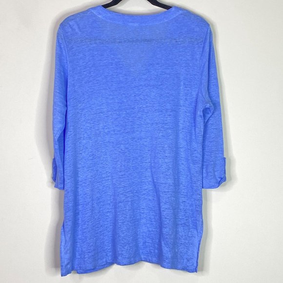 Chico's Blue Notch Neck Linen Tunic Women's Size Medium - Picture 8 of 9